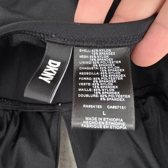 DKNY 1 Piece Swimsuit L Black Halter Ruched Tummy Control Beach Pool Vacay Solid - Picture 2 of 11